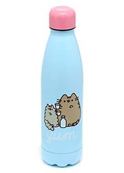Bouteille Isolée (Gourde) 500ml en Acier Inoxydable pour Boissons Chaudes ou Froides Chat Pusheen Foodie, Bleu Ciel, Gris, Noir, Blanc, Rose