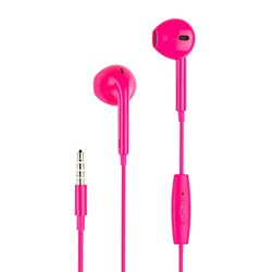 Music Sound | Auriculares Fullcolor | Auriculares con Cable de Cápsula Stereo In-Ear con Micrófono, Control Remoto Integrado - Intra-Auriculaires - Jack 3,5 mm - Color Rosa