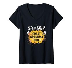 Womens Great Grandma Bee Gender Reveal Party Cute Baby Shower V-Neck T-Shirt
