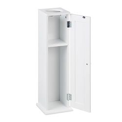 Relaxdays Armoire Salle de Bain pour Papier Toilette, Trou lingettes humides, HxLxP : 65x19,5x19,5 cm, Porte, MDF, Blanc