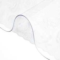 VEVOR Nappe Rectangle Transparente 106,7 x 182,8 cm Film de Table Transparent en PVC Épaisseur 1,5 mm Découper sur Mesure avec 2 Nappes en Tissu de 30 x 46 cm Protection de Table Transparente Maison