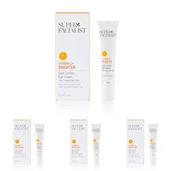 Super Facialist - Vitamin C + Brighten Dark Circle Eye Cream, Revive & Brighten The Under Eye Area, Boosted with Caffeine & Light Diffusers, Fragrance Free, 15ml (Pack of 4)