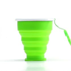 nijosa Tazza pieghevole in silicone, tazze pieghevoli in silicone con coperchio di plastica, tazza da viaggio leggera di maggiore capacità, tazze da caffè portatili per esterni, verde