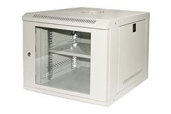 Armario Rack 19" 9U Link Serie Light Color Gris con Puerta de Cristal (AxPxL) 450 x 400 x 530 mm, Estante Incluido