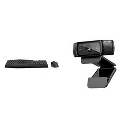 Logitech MK850 Kit Tastiera e Mouse, Layout Tedesco Qwertz, Nero & C920 HD Pro Webcam, Videochiamata Full HD 1080p/30fps, Audio Stereo ‎Chiaro, ‎Correzione Luce HD- Nero