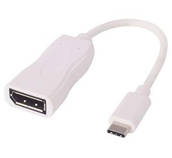 PremiumCord USB-C till DisplayPort 4K-adapter, USB 3.1 typ C-kontakt till DP-uttag, upplösning 4K 2160p 60Hz, FULL HD 1080p, färg vit, längd 20 cm