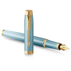 Parker IM Writing Rituals Vulpen, Turquoiseafwerking met kleurverloop, Gouden detail, Medium punt, Blauwe inkt, met Geschenkdoos