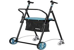 Andador para ancianos | De hierro plegable | Con frenos traseros| Con cesta asiento y respaldo | Color esmeralda