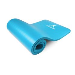 ProsourceFit Extra dikke yoga- en pilatesmat, 13 mm (13 mm) of 1 "(25 mm), 71" lange trainingsmat met hoge dichtheid met comfortschuim en draagriem, Aqua