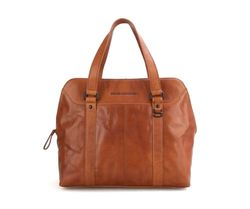 Spikes & Sparrow leren laptop schoudertas Lilybeth, brandy
