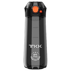 TITIROBA TKK Botella infantil con tapa a prueba de fugas, Tritan BPA, con una sola mano, color negro, 500 ml