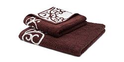 grace grand spa Akanthus Bath Towel 70 x 140 cm Brown Border 100% Cotton