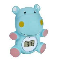 TFA Dostmann HIPPO, digitale badthermometer voor baby's, 30.2034.14, ook geschikt voor kinderen/senioren, ook voor zwembaden/whirlpools, in nijlpaardvorm, 9,8 cm hoog, blauw