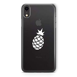 Zokko Beschermhoes voor iPhone XR ananas, zacht, transparant, witte inkt.