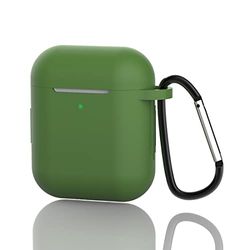 Airpods Case Cover med nyckelring, mjukt silikonskyddsfodral med nyckelring för Apple Airpods 2:a Charging Case män kvinnor, kompatibel generation presentgrön