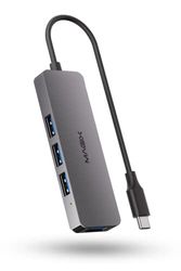 Magix USB-C-hub, type-C op 4 poorten, USB 3.0, aluminium behuizing, 5 Gbit/s gegevensoverdrachtssnelheid, compatibel met MacBook Pro, iPad Pro, MacBook Air, XPS, Surface Book en meer