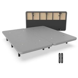 Nalui - Base tapissée 200 x 200 cm renforcée avec 12 Pieds de Hauteur 25 cm et 5 Barres transversales, revêtement 3D et 8 soupapes d'aération. Fabriqué en Espagne | Gris (2 Bases de 100 cm avec