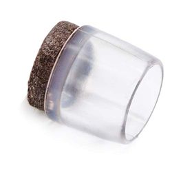 Adsamm® / 32 x puntali avvolgenti esterni con feltro / trasparenti / Ø 15 - 16 mm / tondi / piedini in EVA con base in feltro per gambe di mobili tonde / puntali protettivi per arredi Adsamm® Quality