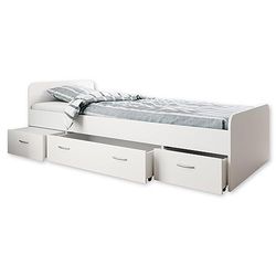 Stella Trading Boro Cama de solteiro com 3 gavetas de armazenamento, 90 x 200 cm, prática beliche para quarto juvenil com acabamento em carvalho Sonoma, madeira, branco, 95 x 66 x 204 cm