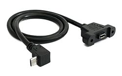 System-S Cavo USB 2.0 da 50 cm Micro B femmina a maschio adattatore vite angolo nero