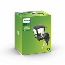 Philips myGarden Creek Aplique de exterior com sensor de movimento, embutido, casquilho grosso E27, lâmpada não incluída, 28,5 cm, cor preta