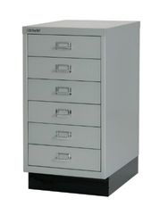 BISLEY MultiDrawer, 29-delige serie met sokkel, DIN A3, 6 laden, metaal, 355 zilver, 43,2 x 34,9 x 67 cm