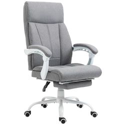Vinsetto Office Chair, Computer Desk Chair, Fabric Reclining Swivel Chair with Footrest, Adjustable Height and Swivel Wheels, Grey