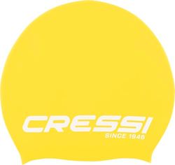 CRESSI Loira Long Hair Swim Cap Bonnet de Natation en Silicone Unisex-Adult, Jaune/Blanc, L