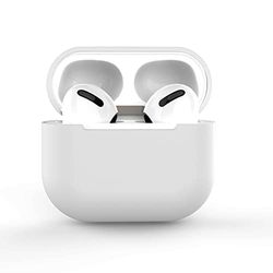 AirPods 3 fodral silikon skyddsfodral och skal för AirPods 3 [synlig framsida] [trådlös laddning] kompatibel med AirPods 3 2021 (utan karbinhake, vit)