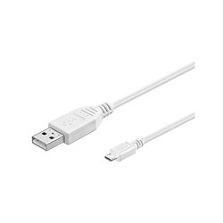 Wentronic Goobay 96192 Cable de Datos y Cargador Micro USB de Alta Velocidad/USB 2.0 Macho (Tipo A) > USB 2.0 Micro Macho (Tipo B) / Blanco / 0,6m