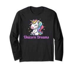 Cute Unicorn Dreams Awesome Kids and Adults Tees and More Maglia a Manica