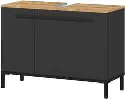 Germania Mueble bajo Lavabo 2670-549 GW-Yonkers, en Grafito/Roble navarra repro, con Recorte de sifón, 80 x 59 x 34 cm (AnxAlxPr)