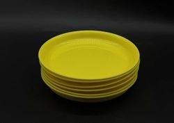 Kimmel Lot de 6 assiettes de 14 cm - Réutilisables - En plastique - Pour enfants - Jaune