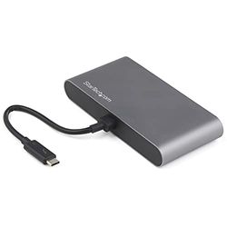 StarTech.com Mini Docking Station Thunderbolt 3, Mini Replicador de Puertos para 2 Monitores DisplayPort 4K 60Hz GbE 1x USB-A (3.2), Adaptador Multipuertos para Portátil, Mac/Win (TB3DKM2DPL)
