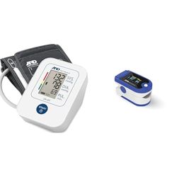 A&D Medical Tensiomètre, Tensiomètre Bras Électronique avec Détection D'arythmie + A&D Medical UP-200 - Moniteur d'oxygène sanguin approuvé pour adultes et enfants - Oxymètre de pouls médical certifié