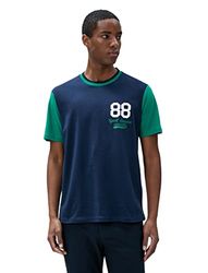 Koton Heren Varsity Printed Crew Neck Short Sleeve Cotton T-shirt, marineblauw (716), XXL