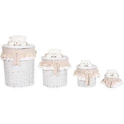 CESTA ROPA SET 4 MIMBRE TELA 45X45X68 CON TAPA