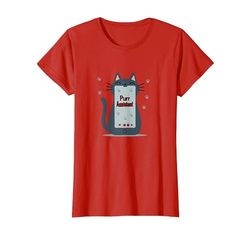Asistente de ronroneo: Lindo diseño de teléfono Inteligente de Gato para Amantes de Las Camiseta, Mujer, Rojo, 3XL