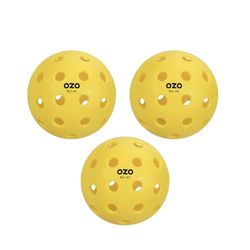 OZO Pickleball - Lot de 3 Balles d'Extérieur, 40 Trous, Moulage par Injection, Yellow