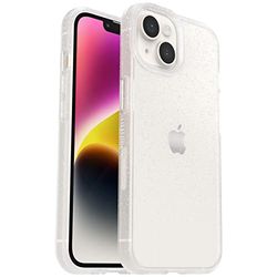 OtterBox Serie Prefix Funda para iPhone 14 y iPhone 13, Ultrafina, Ideal Bolsillo, Bordes elevados de protección, Compatible con Carga inalámbrica, Estampado Stardust, Transparente/Purpurina