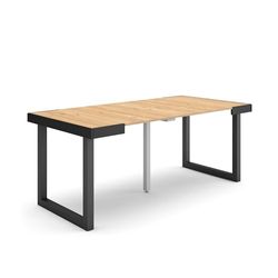 Skraut Home | Mesa Consola Extensible | Mesa Comedor Plegable | 180 | para 8 comensales | Patas Madera Maciza | Estilo Moderno | Roble