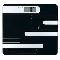 Melissa Infinity16690073 Digitale personenweegschaal met lcd-display, belastbaar tot 180 kg, geharde glasplaat, werkt op batterijen, zwart