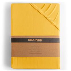 DecoKing Dra-på-lakan 200x220-220x240 cm 100% kammad Bomull Jersey Mjuk Spännlakan 200x220cm - 220x240cm Gul Amber