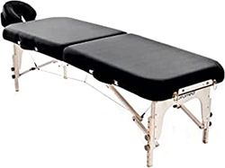 QUIRUMED Shiatsu Opvouwbare houten ligstoel, 219 x 63 cm, zonder rugleuning, zwart