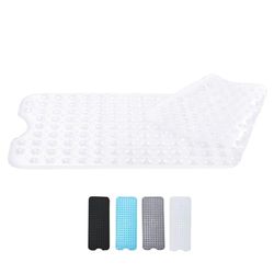 Zuvo Extra-Long Non-Slip Bath Mat (100 x 40 cm, Solid White) – Anti-Mould, Machine-Washable Shower Mat with Powerful Suction – Ideal for Elderly Kids