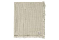 Jollein Couverture pour bébé Fringe - Vert Olive/Ivoire - 75 x 100 cm - 100% Coton Bio - pour Berceau de bébé - Couverture en Mousseline - Tog 0,5 - Certifié GOTS - Ivoire/Vert Olive