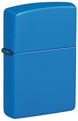 Zippo, Elegant lighter in matte sky blue metal, balanced design and True windproof lighter, refillable and durable, ideal for outdoor use Color: Sky Blue, Sky Blue Matte