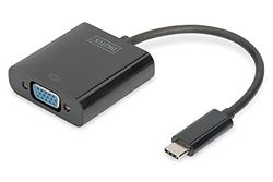 DIGITUS Adaptador de gráficos USB Type-C, USB Type-C para VGA, Full HD 60Hz, 1920 x 1080 pixels, plástico, preto