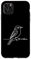 Custodia per iPhone 11 Pro Max Line Art - Pigliamosche dai lati olivicologo e uccello