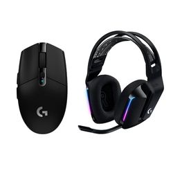 Logitech G305 Mouse Gaming Wireless Lightspeed, Sensore HERO, 12000 DPI + Logitech G733 Lightspeed Cuffia Wireless con Microfono Gaming